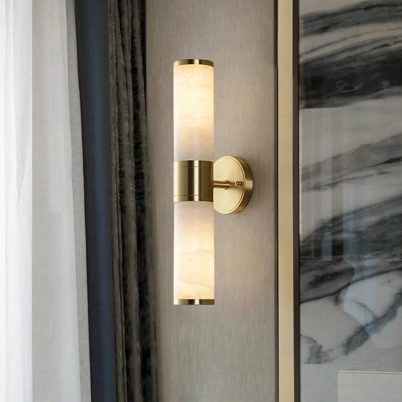 Modern Brass and Opal Alabaster Wall Light
