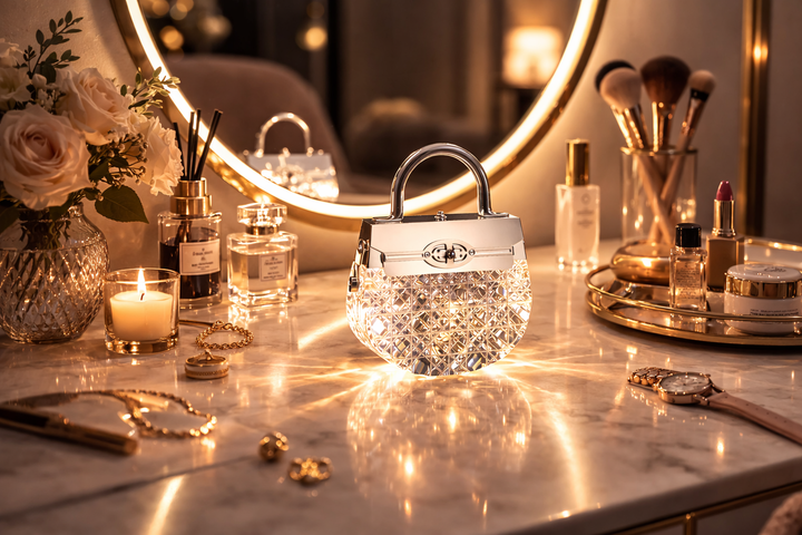 Crystal Handbag Accent Rechargeable Lamp
