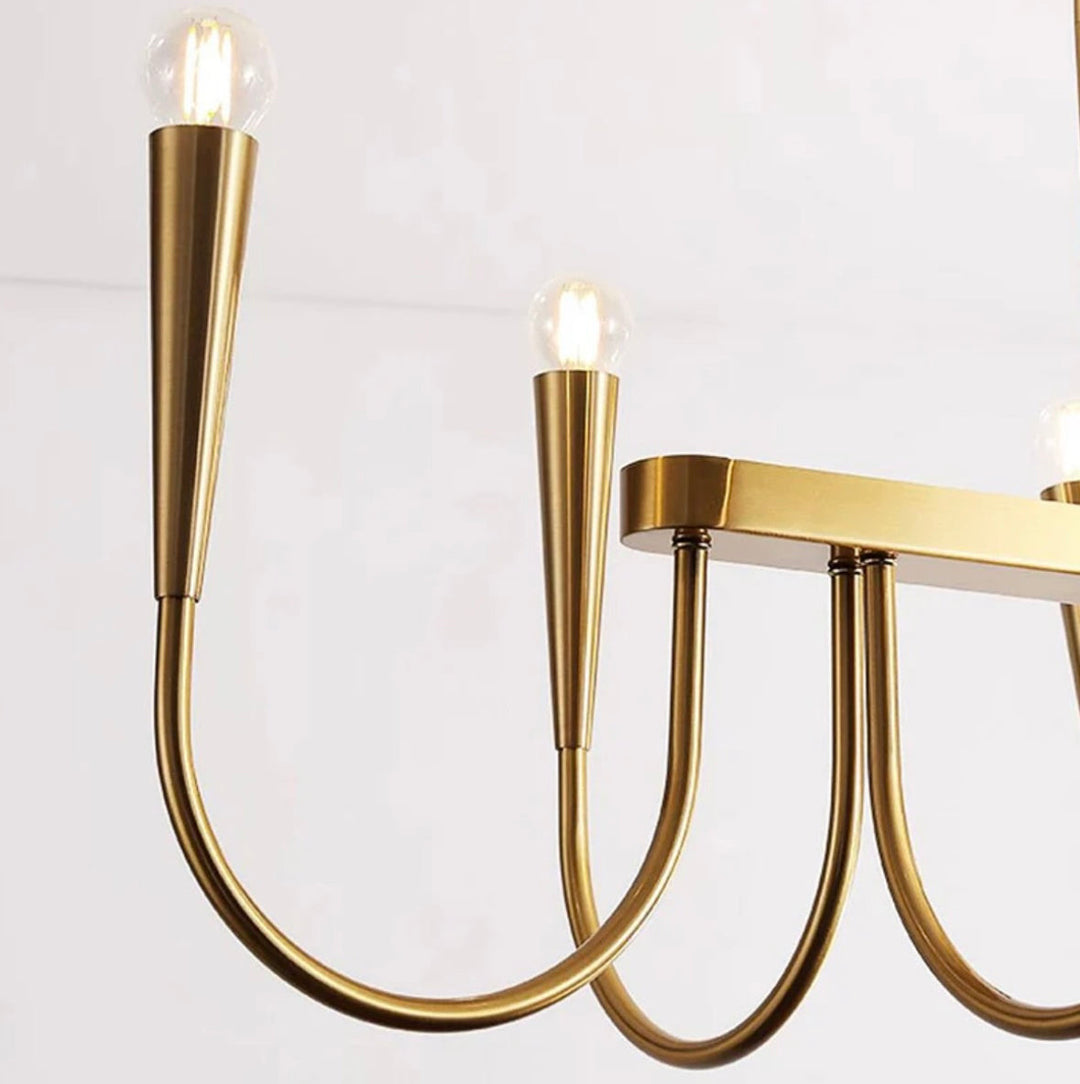 Modern Gold or Black Chandelier with Elegant Curved Design