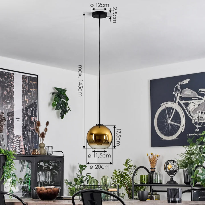 Modern Single Gold Glass Pendant Light