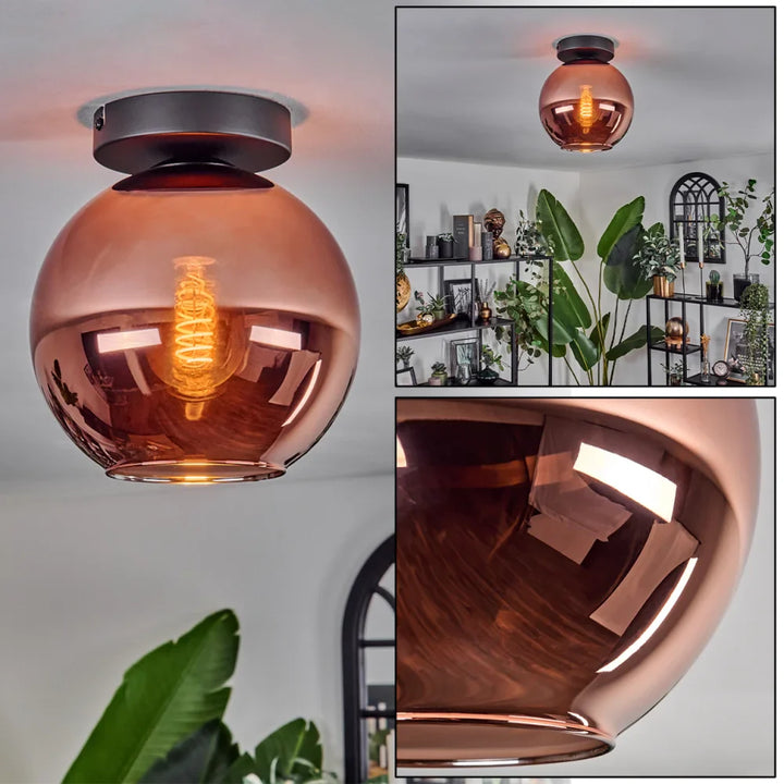 Modern Copper Glass Globe Ceiling Light