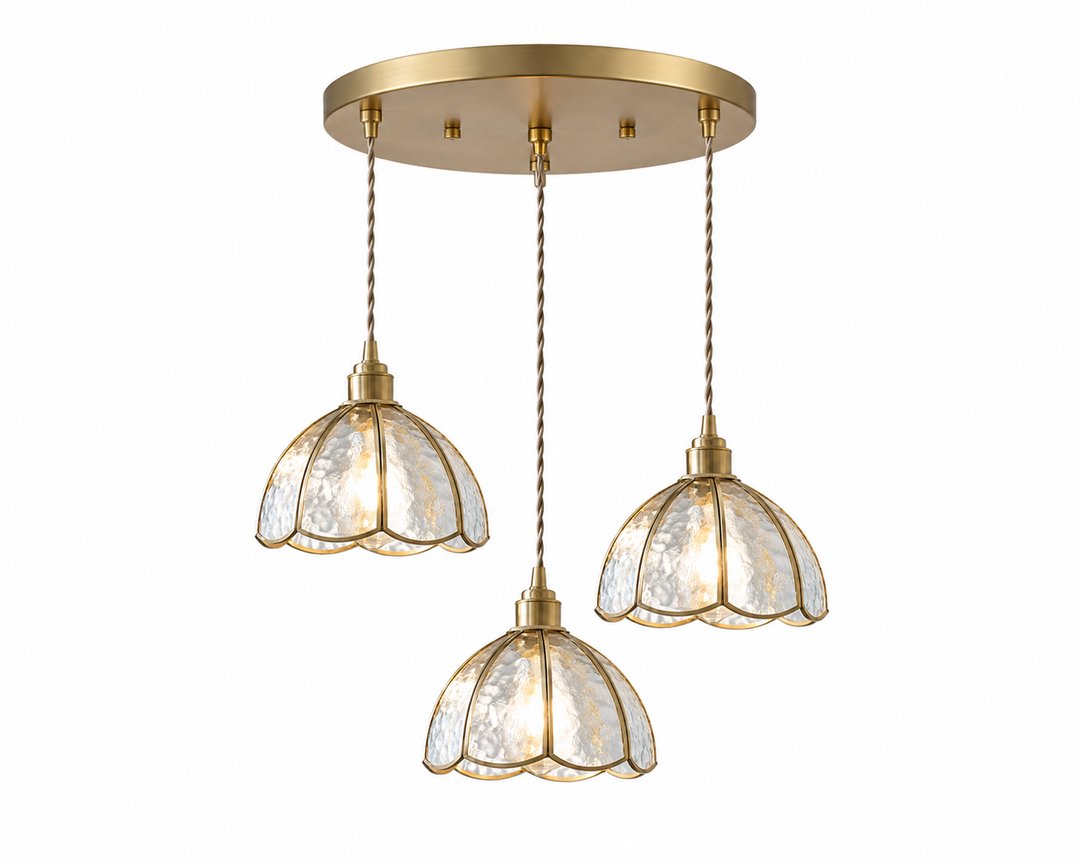 Clear Glass Brass Pendant