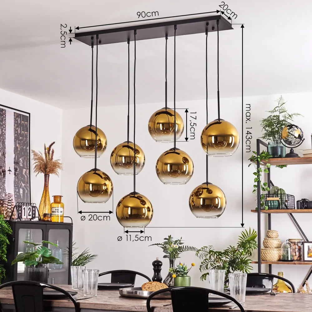 Luxury Gold Globe Pendant Light - Cluster of Eight