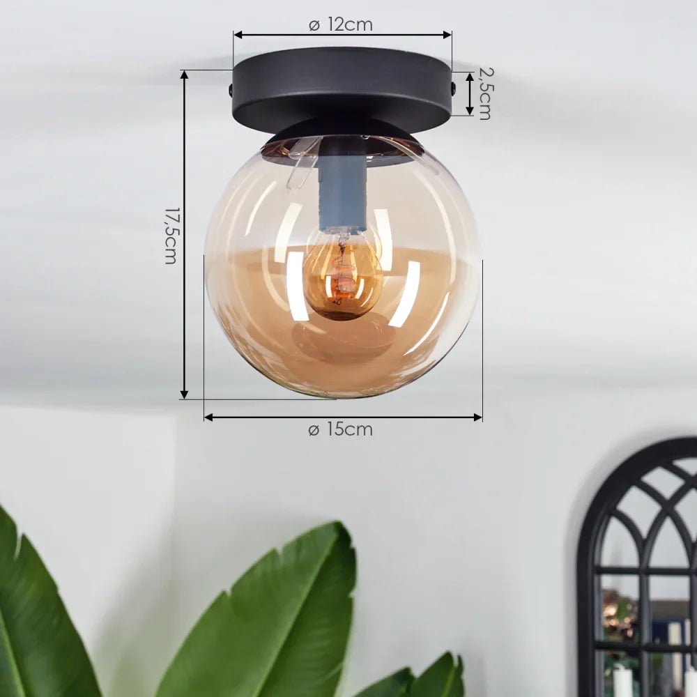 Modern Smoked Glass Globe Ceiling Light