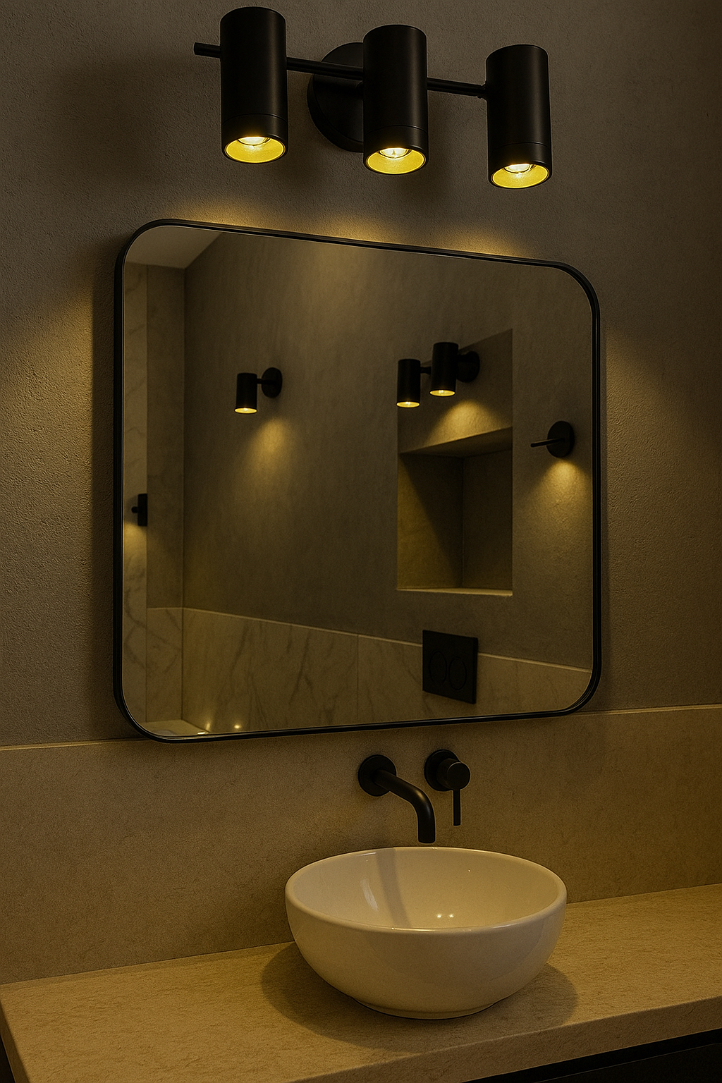 Modern Black Triple & Double Wall Spotlight