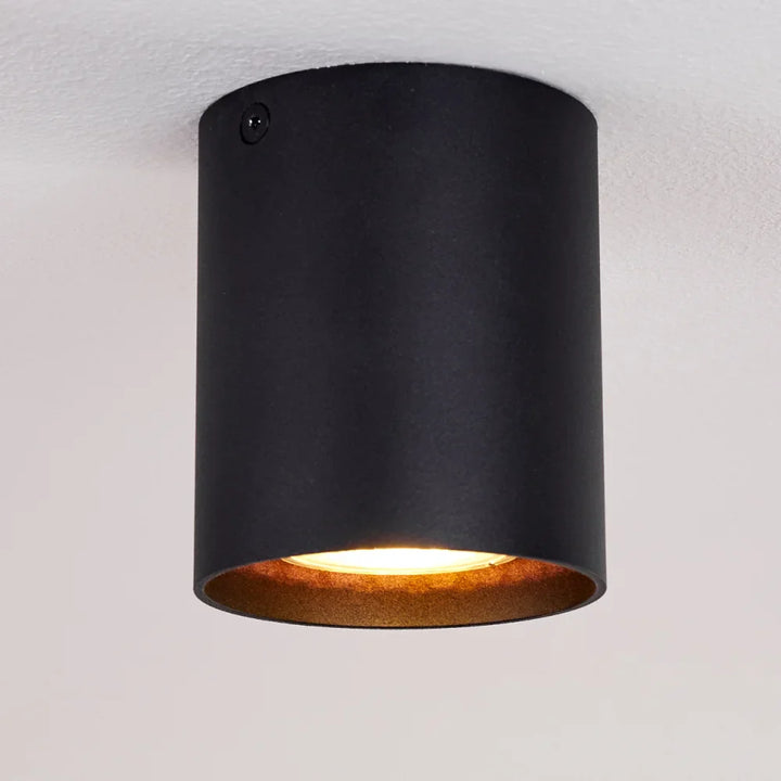 Modern Black Cylinder Ceiling Spotlight