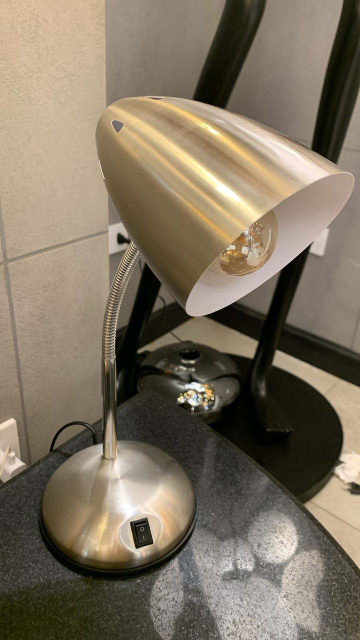 Modern Chrome Metal Table Lamp  Adjustable Neck