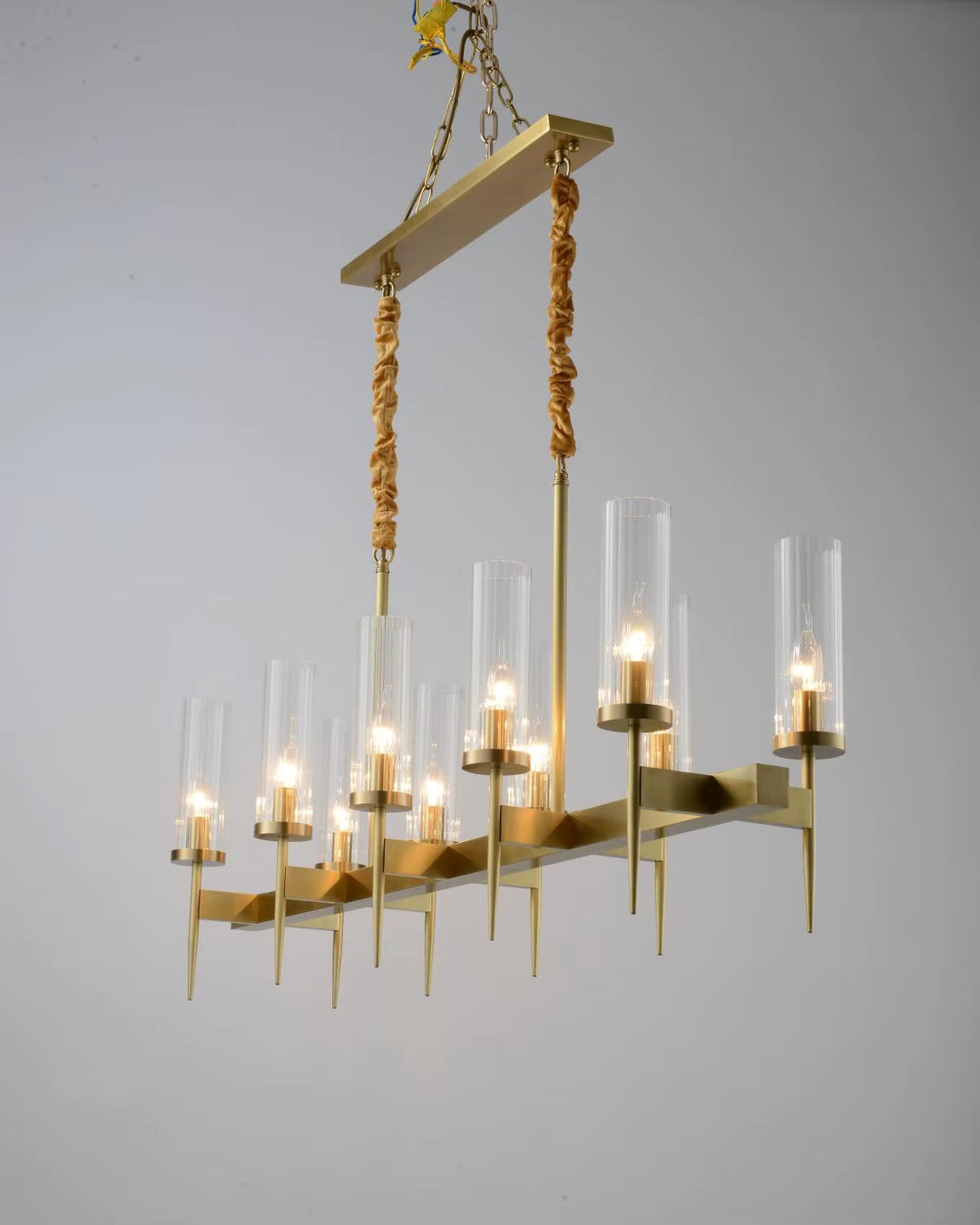 Modern Gold Chandelier with Glass Cylinders