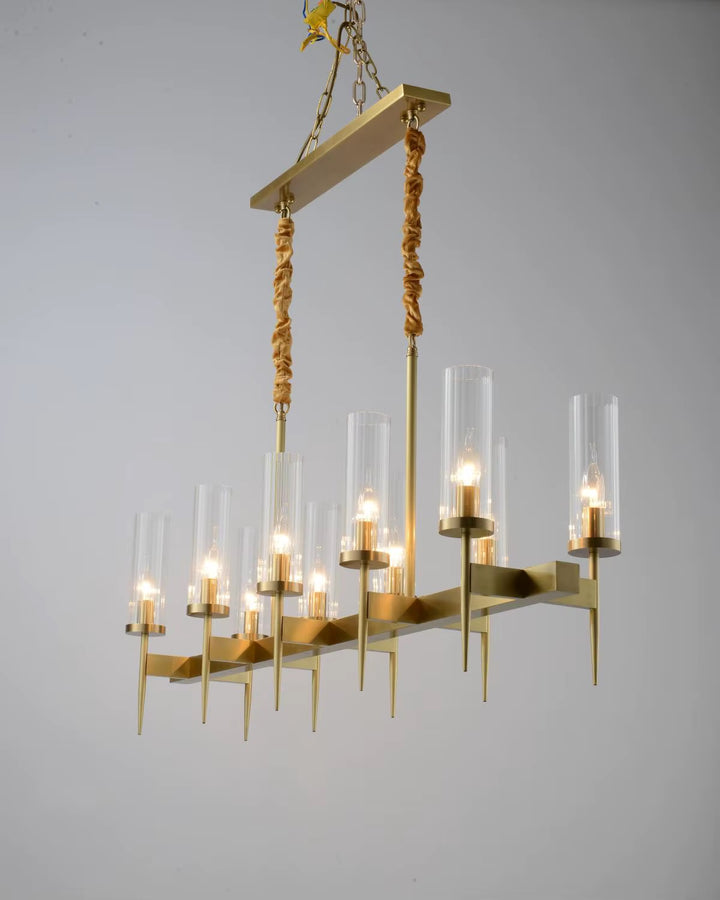 Modern Gold Chandelier with Glass Cylinders