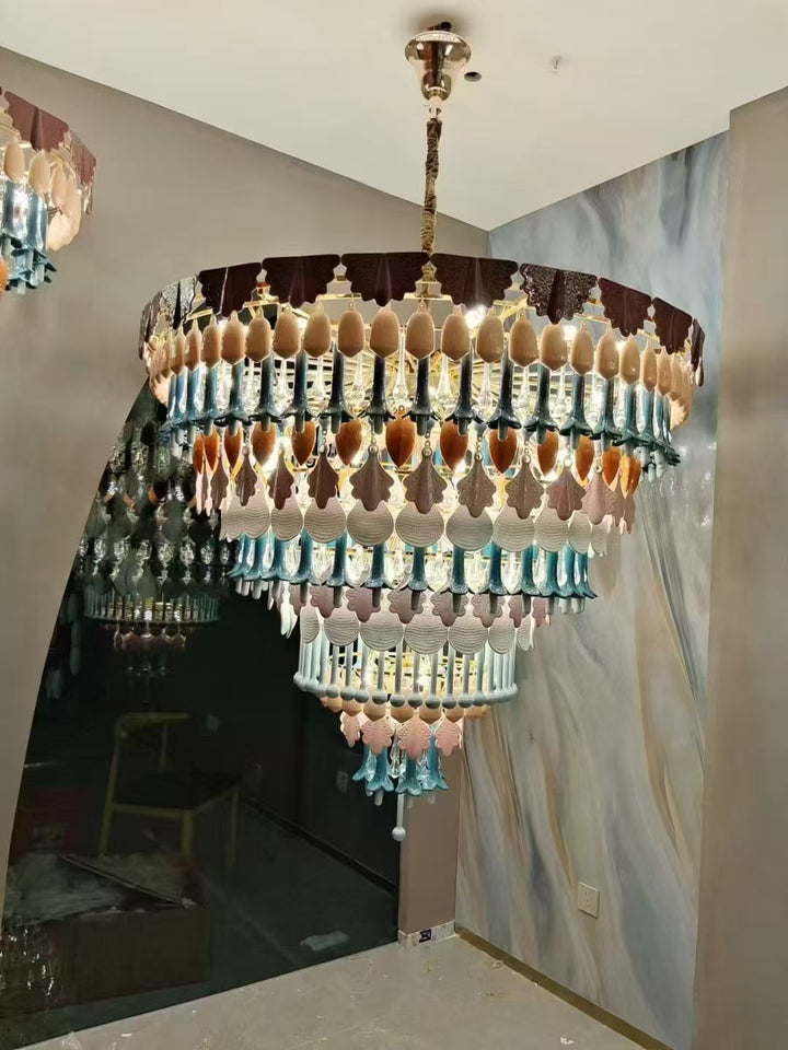Bohemian Round Ceramic Tassel Chandelier