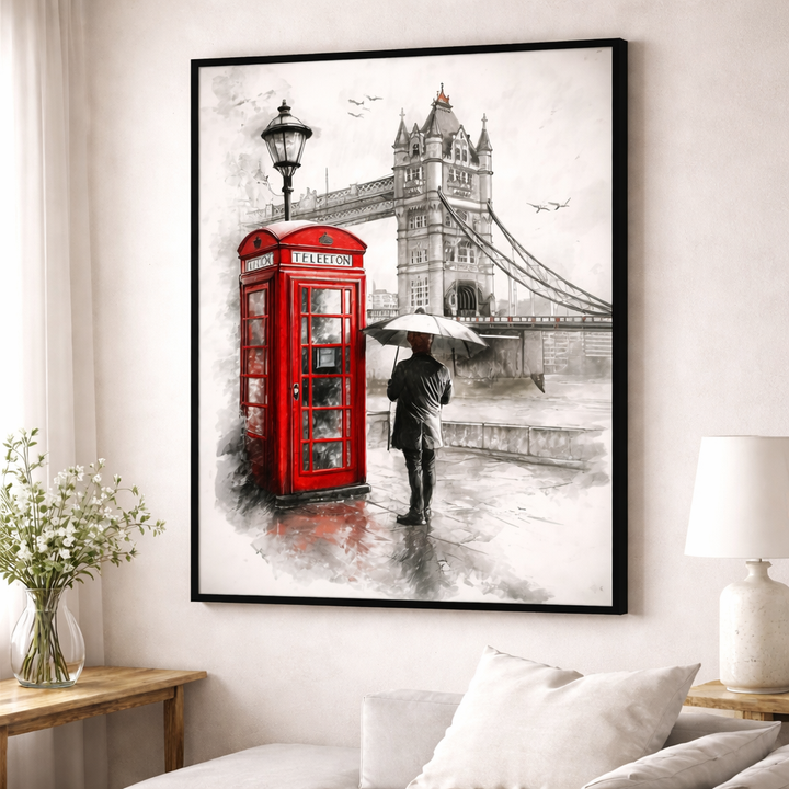 London Red Telephone Booth Framed Art