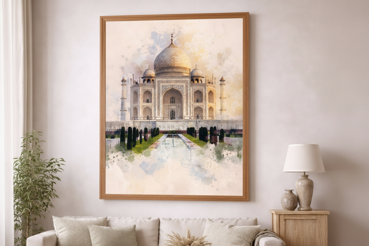 Taj Mahal Watercolor Canvas