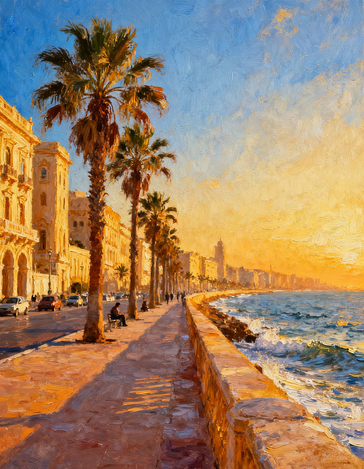 Sunset Coastal City Wall Art
