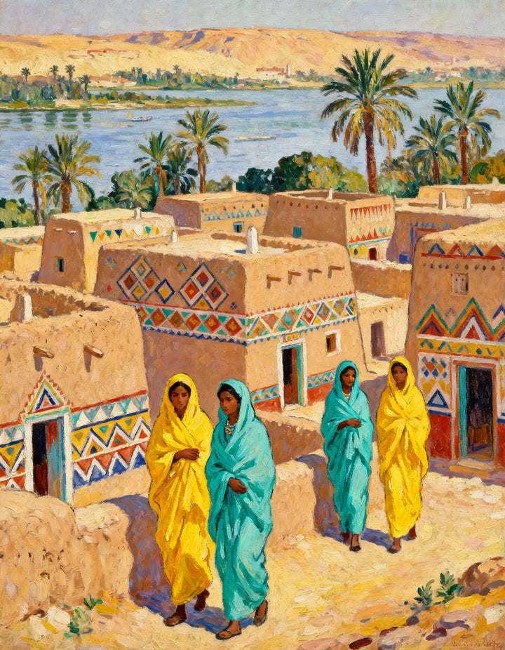 Nubian Village Nile Scene Wall Art