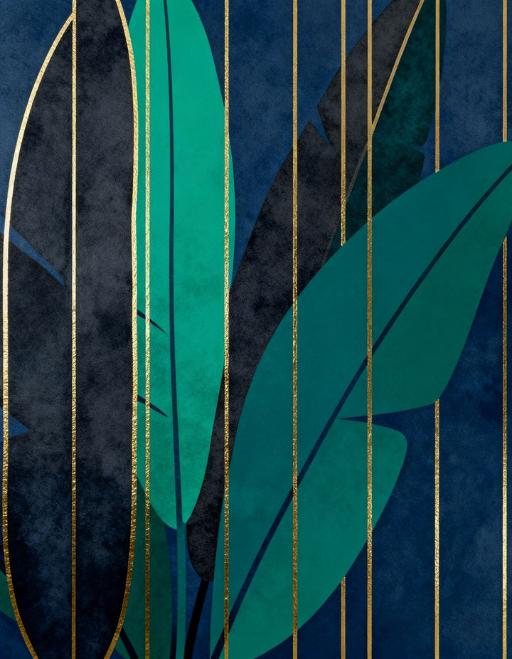 Modern Botanical Gold Line Wall Art