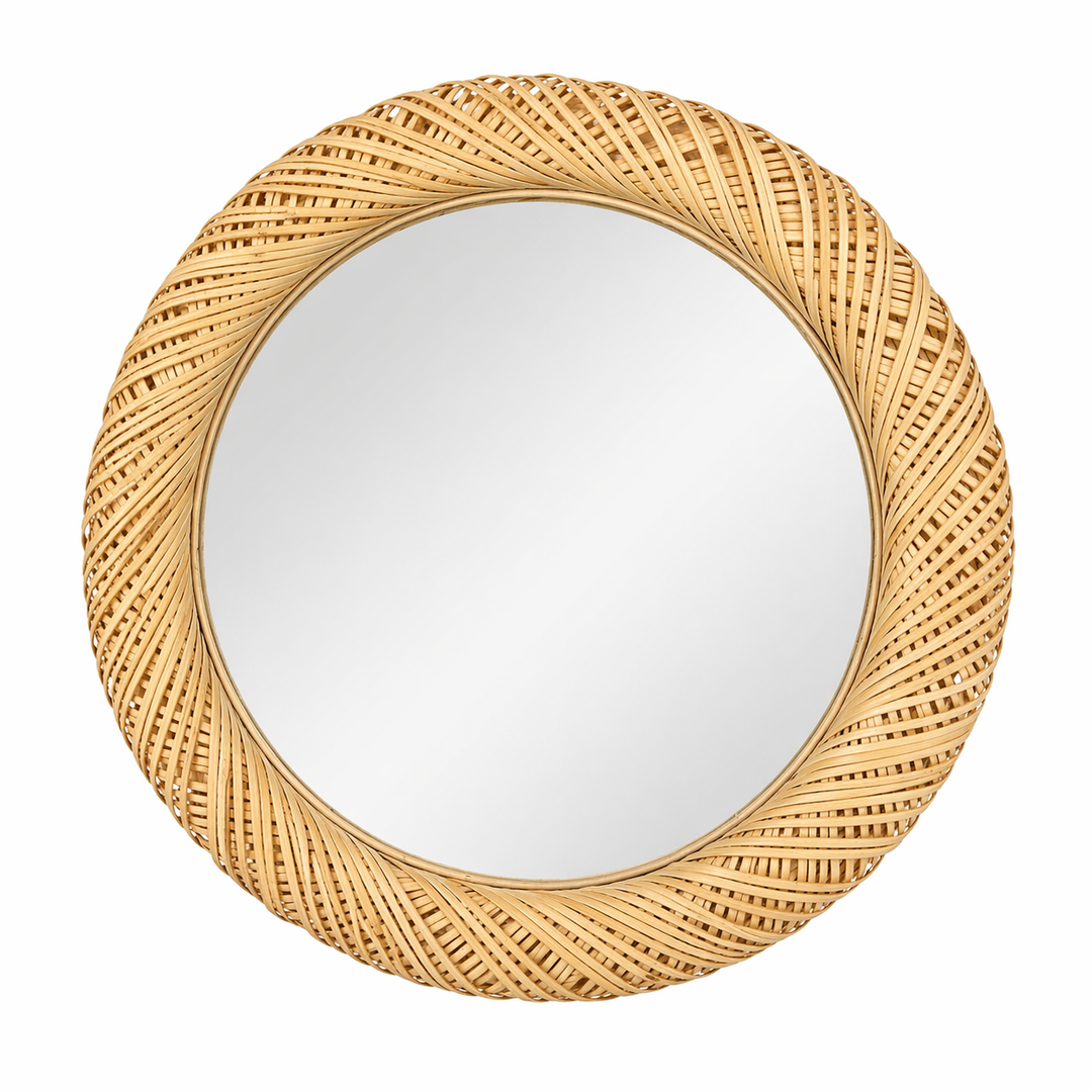 Woven Rattan Round Mirror