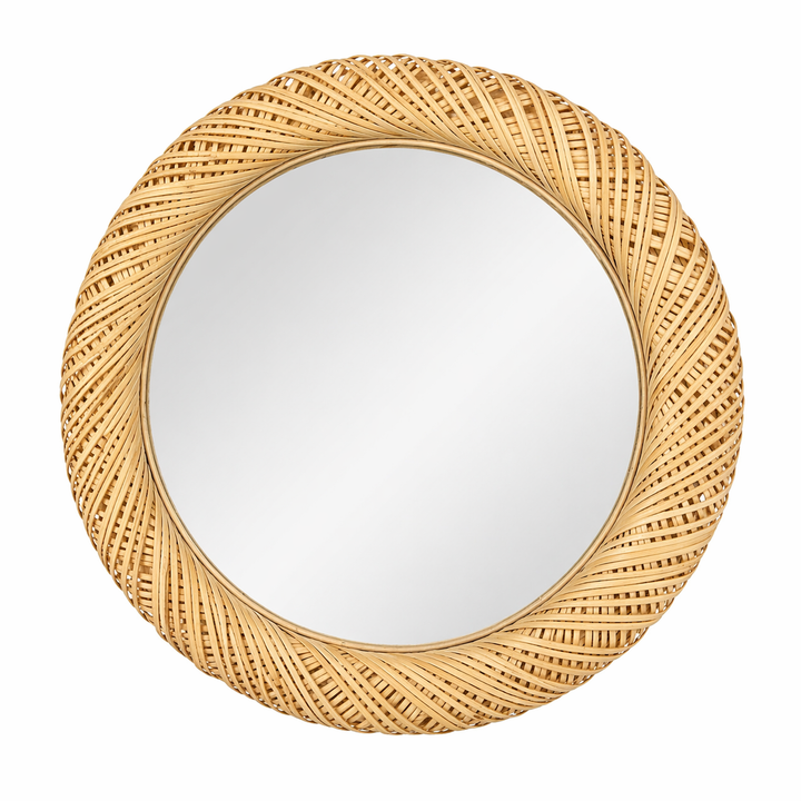 Woven Rattan Round Mirror