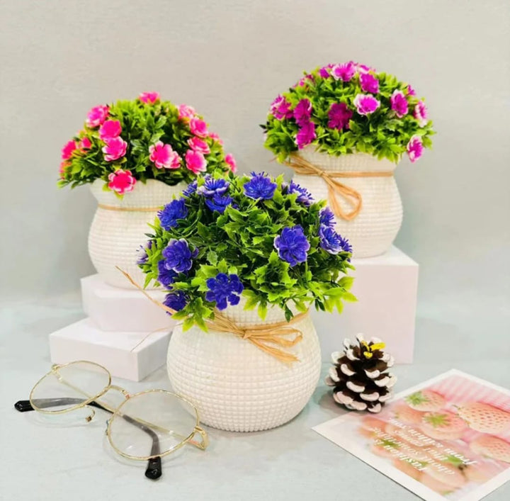 Artificial Flower Pots Set of 4 different colors