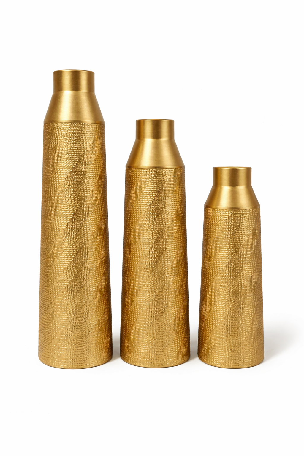Geometric Pattern Vase Golden Geometry Floor Vase - Set of 3 Elegant Decorative Vases (50-70 ...