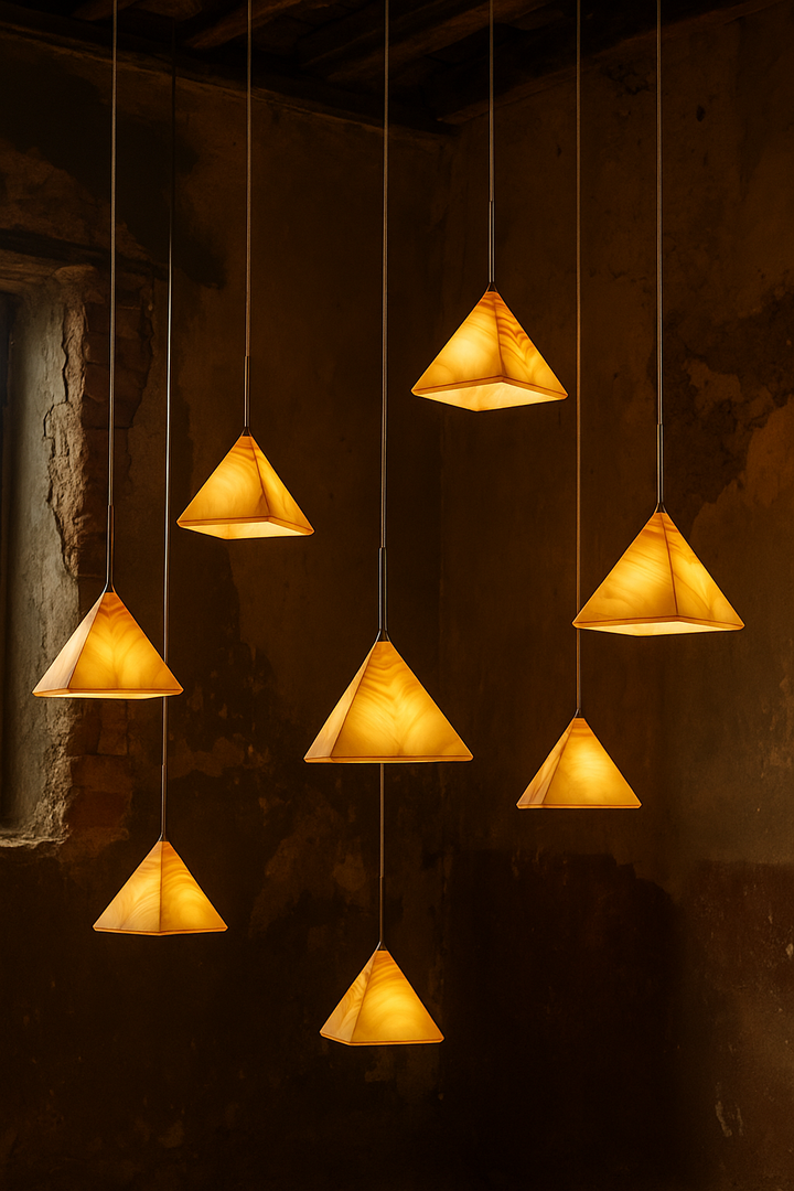 Warm Pyramid AlabasterPendant Light