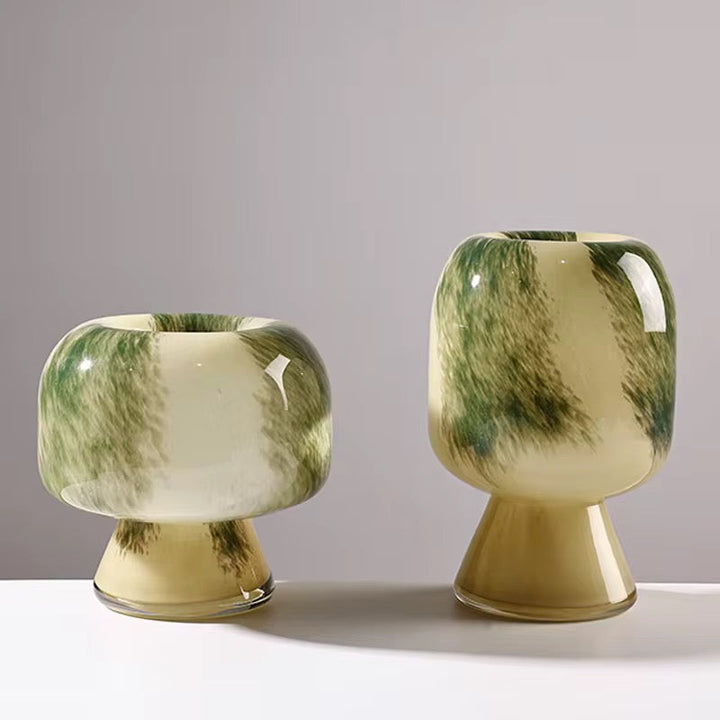 Green Marble Glass Vase Set