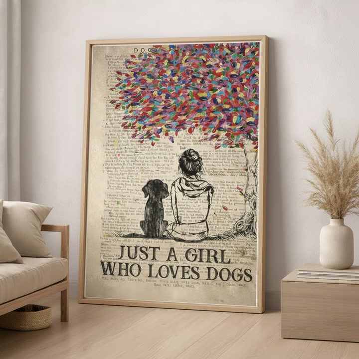 Girl & Dog Canvas Wall Art