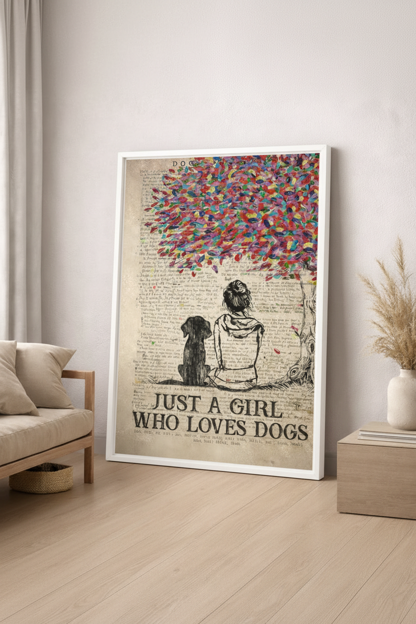 Girl & Dog Canvas Wall Art