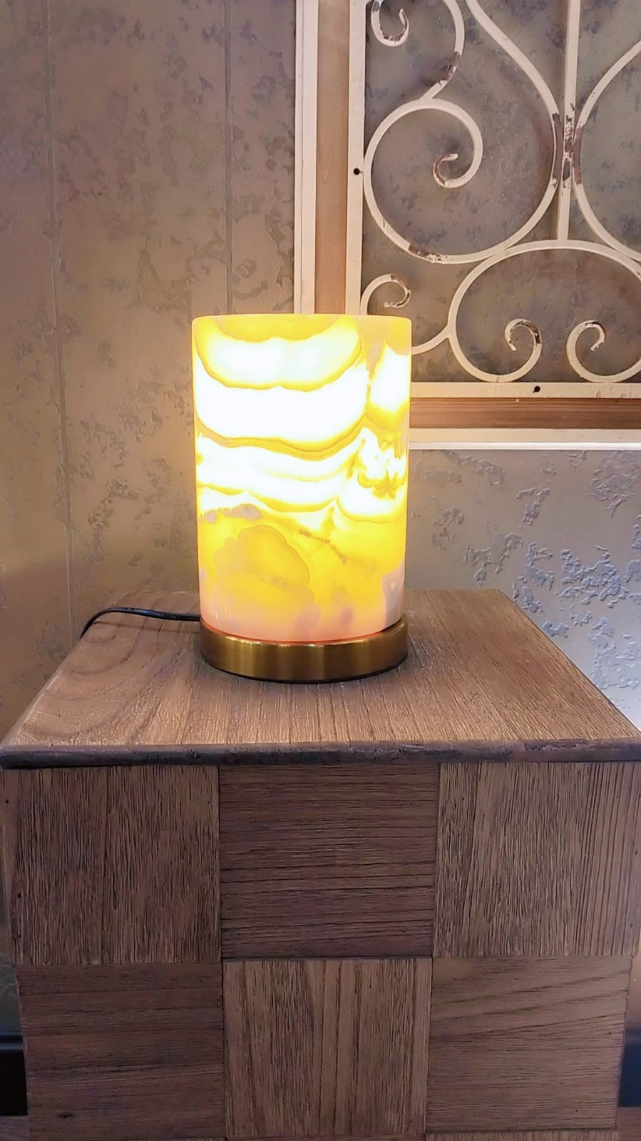 Amber Glow Alabaster Marble Table Lamp