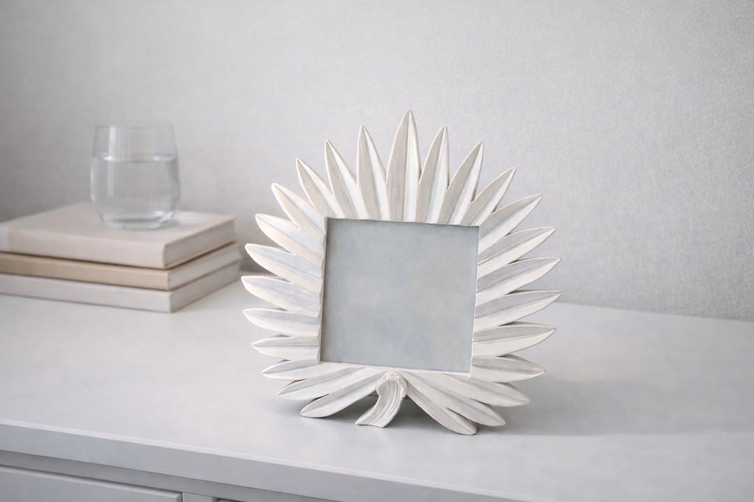 White Leaf Design Decorative Photo Frame