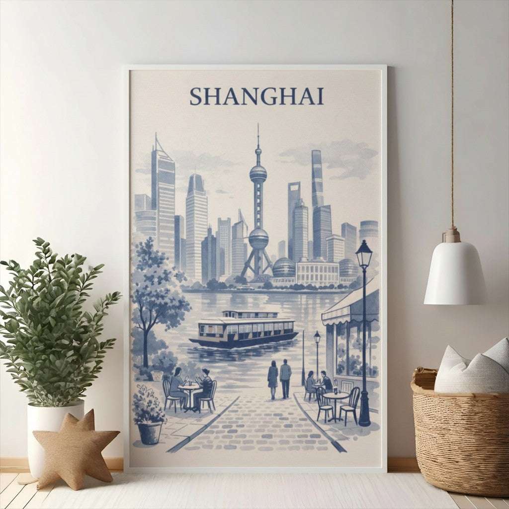 Shanghai Skyline Waterfront Scene