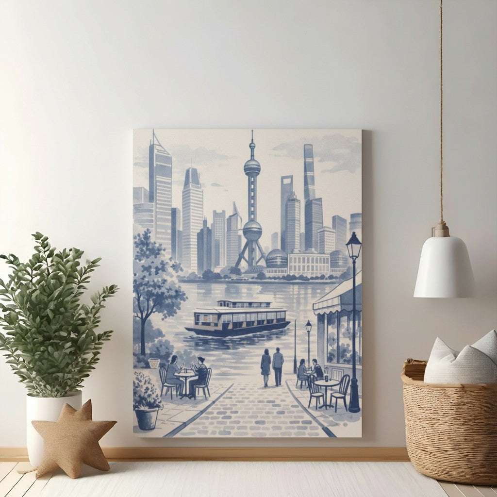 Shanghai Skyline Waterfront Scene