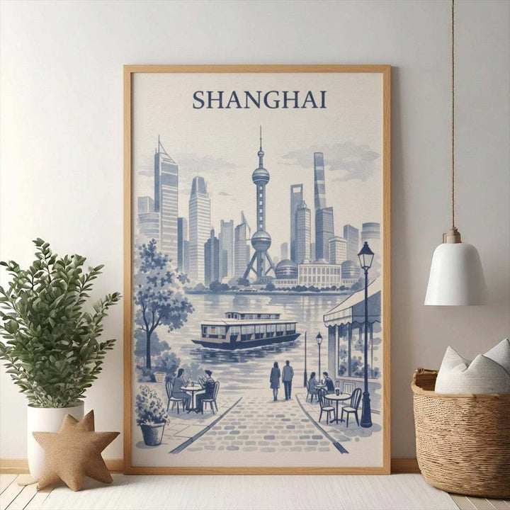 Shanghai Skyline Waterfront Scene