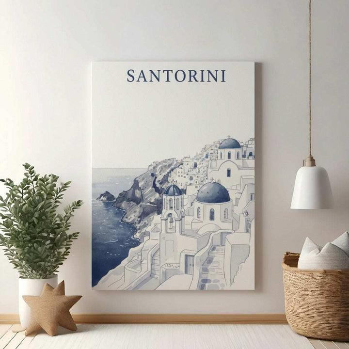 Santorini Village Coastal Landscape Artwork