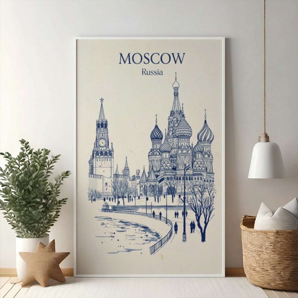 Moscow Russia Skyline Sketch Art Print
