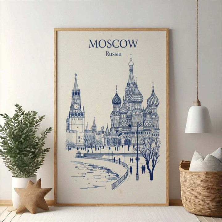 Moscow Russia Skyline Sketch Art Print