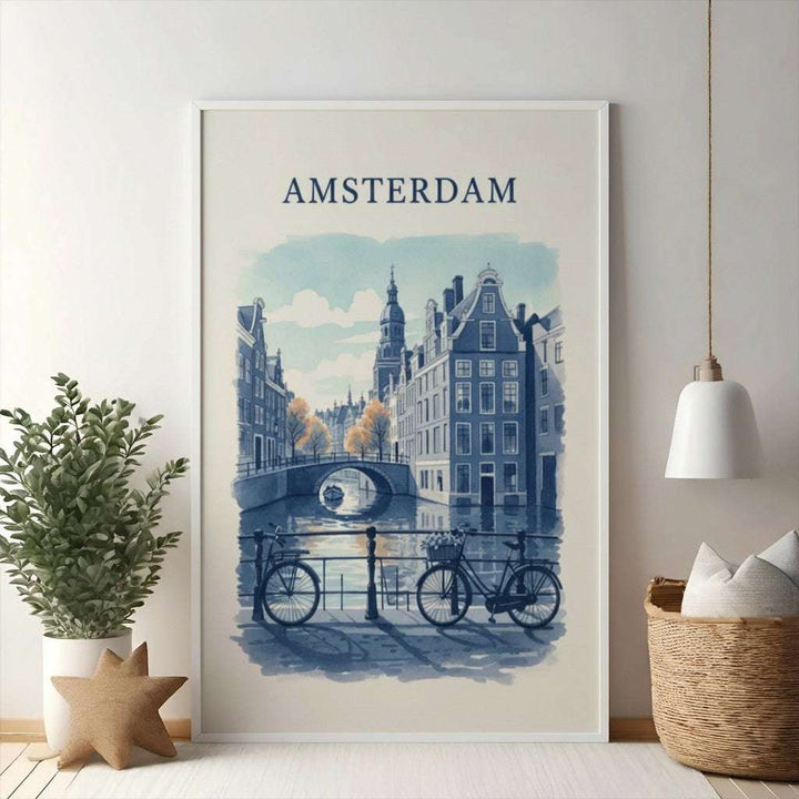 Amsterdam Canal Scene With Bicycles