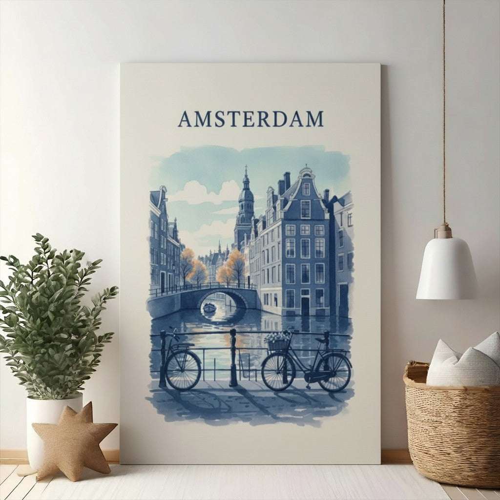 Amsterdam Canal Scene With Bicycles