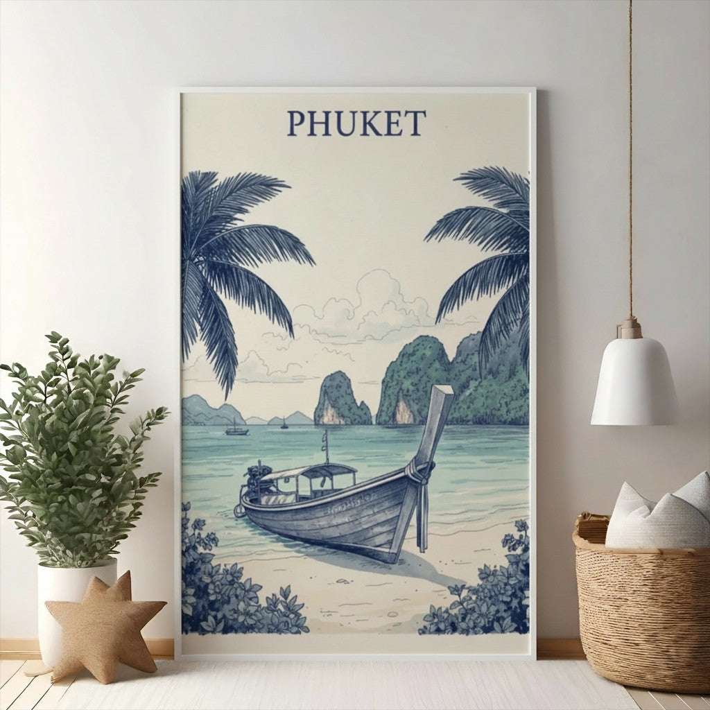 Phuket Longtail Boat Tropical Landscape Poster