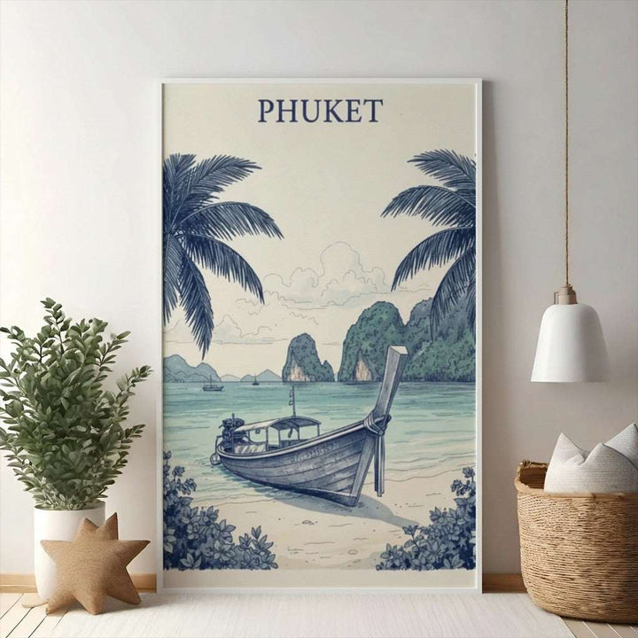Phuket Longtail Boat Tropical Landscape Poster