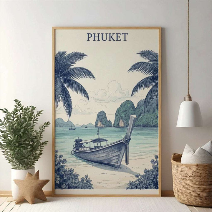 Phuket Longtail Boat Tropical Landscape Poster