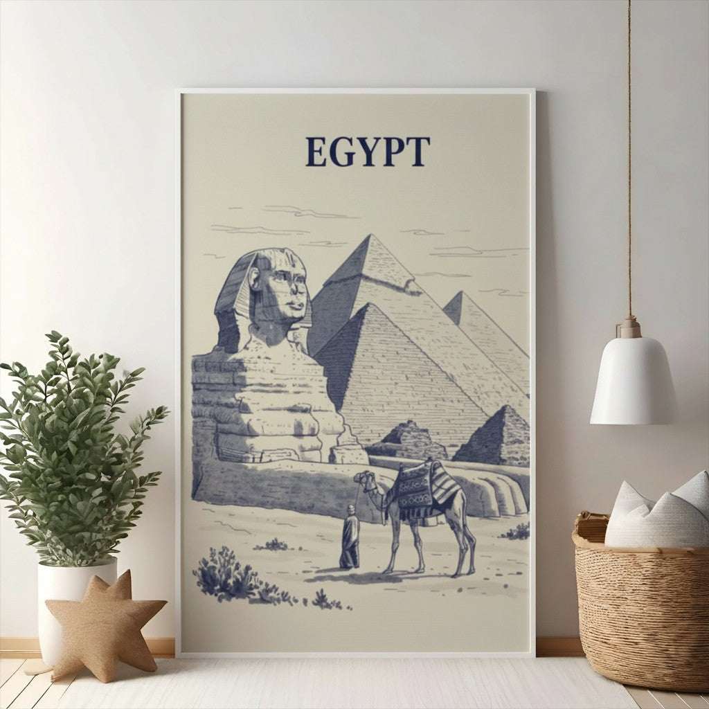 Egyptian Camel and Sphinx Landscape