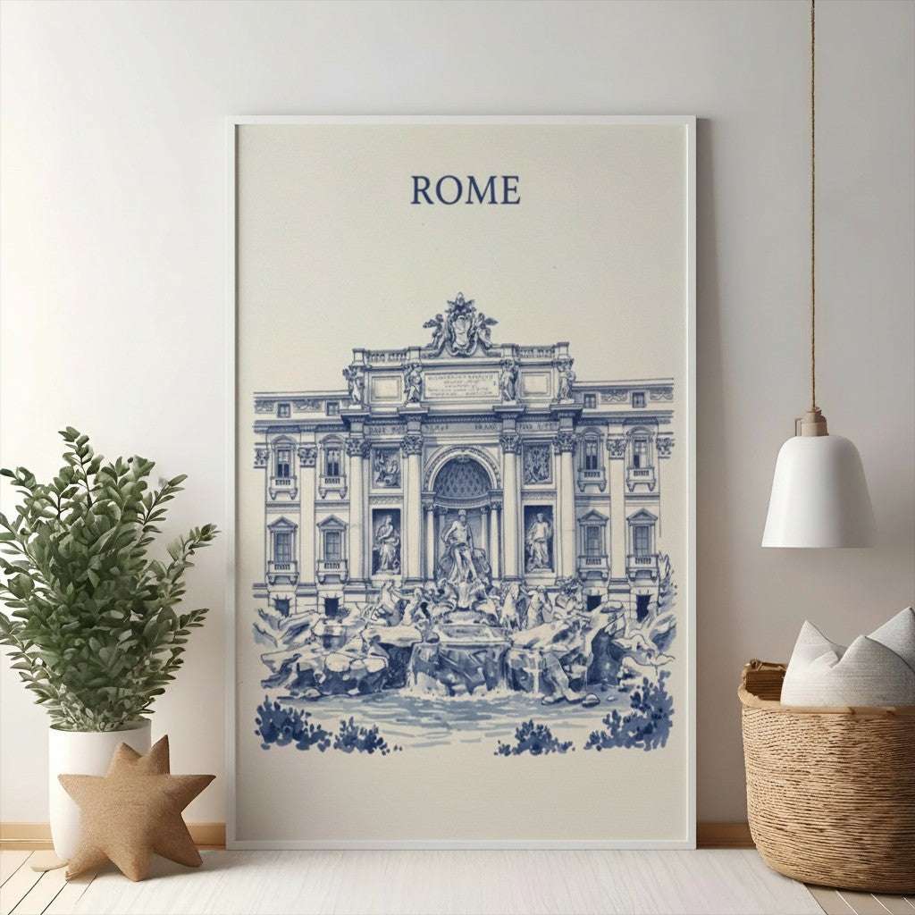Trevi Fountain Rome Illustration