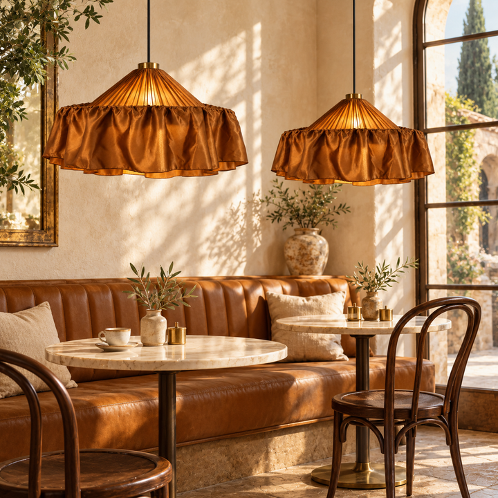 Bronze Satin Fabric Pendant Light