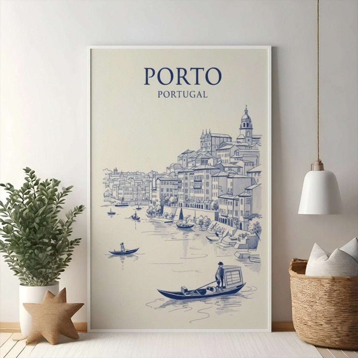 Porto Portugal Cityscape Sketch Art Print