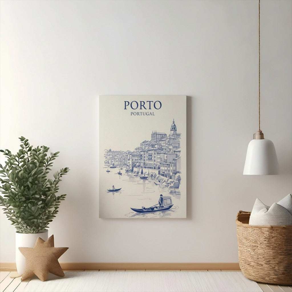 Porto Portugal Cityscape Sketch Art Print