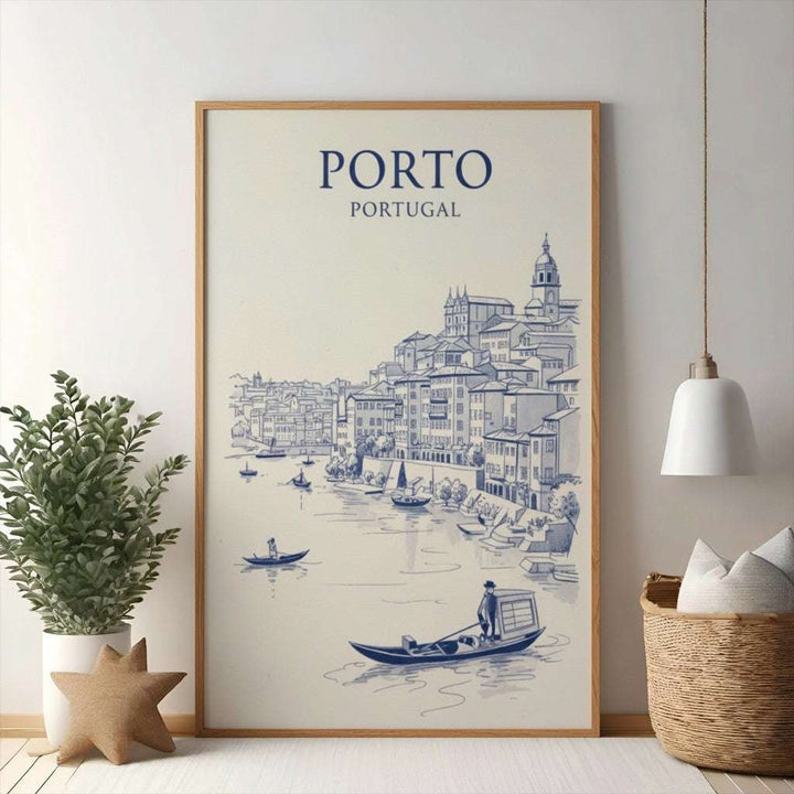 Porto Portugal Cityscape Sketch Art Print