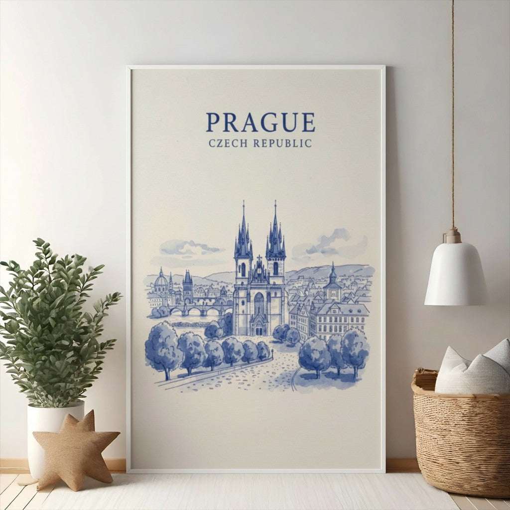 Prague Czech Republic Skyline Artwork