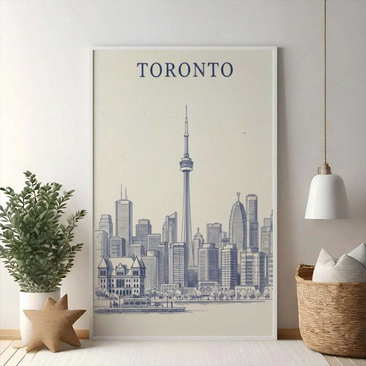 Toronto Skyline Sketch Framed Art Print