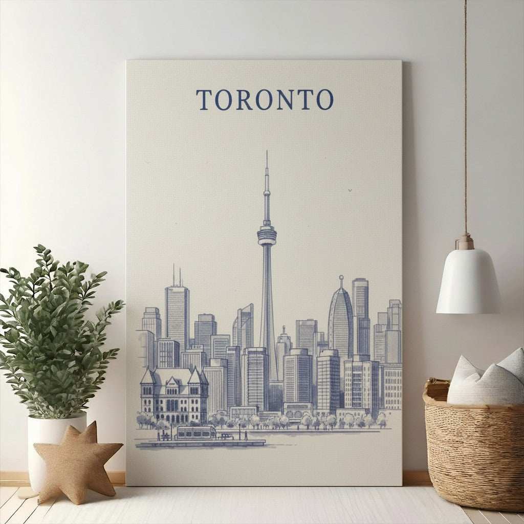 Toronto Skyline Sketch Framed Art Print