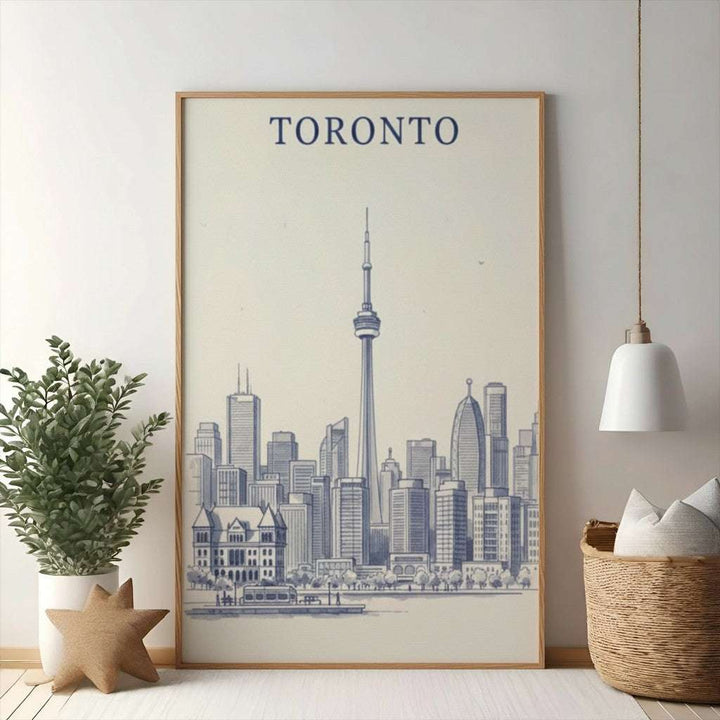 Toronto Skyline Sketch Framed Art Print